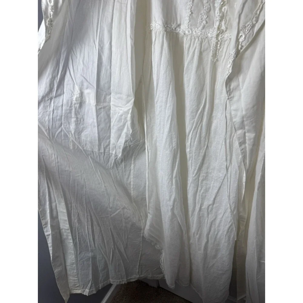 Vtg Victoria's Secret Country Cottons White Nightgown Robe Women's M/L 2pc Set